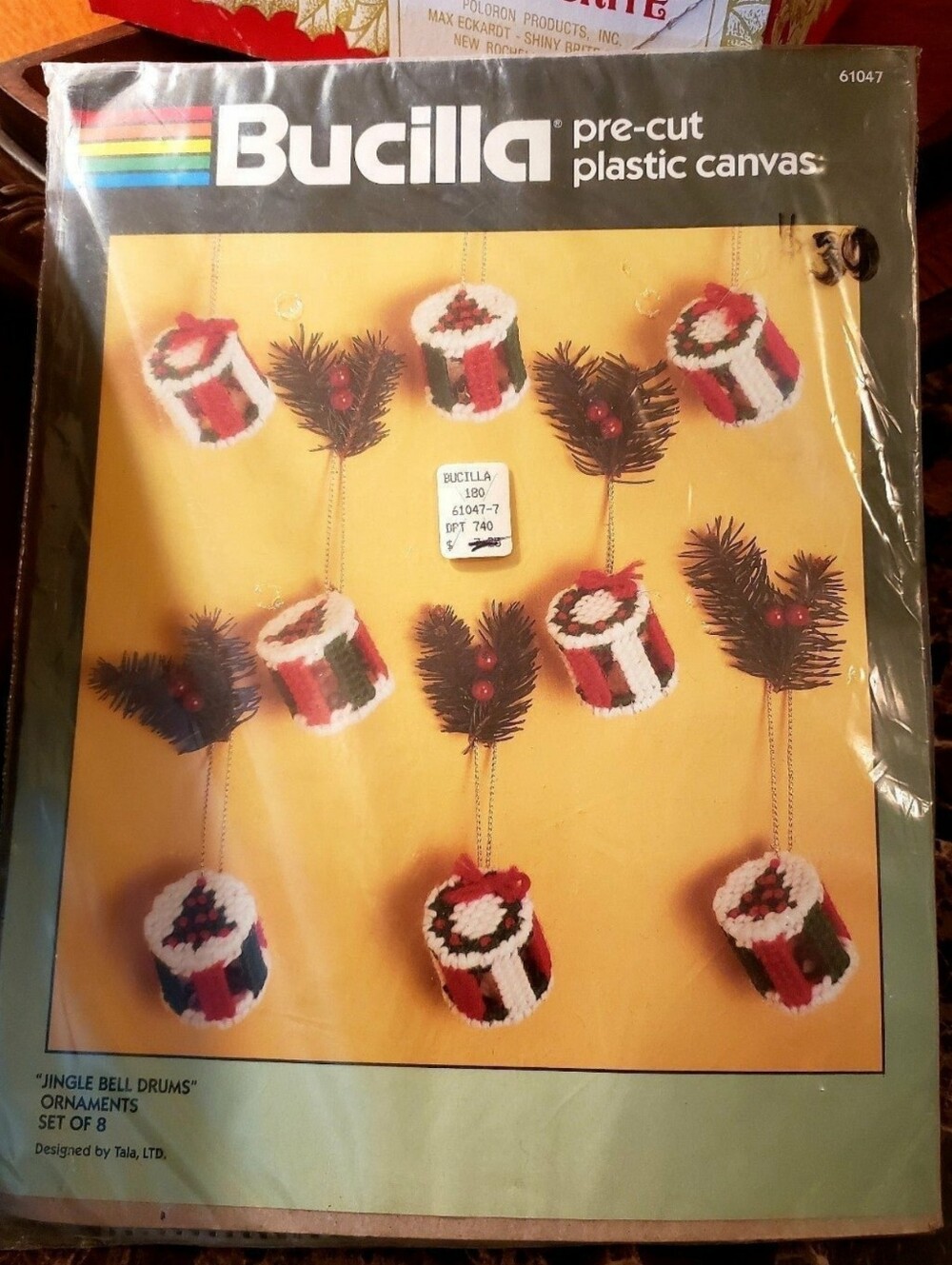 Vintage Bucilla"Jingle Bell Drums" Ornaments 61047Set Of 8